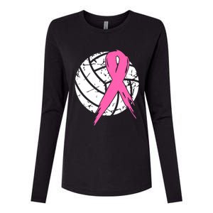 Breast Cancer Pink Ribbon Volleyball Awareness Costume Womens Cotton Relaxed Long Sleeve T-Shirt