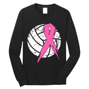 Breast Cancer Pink Ribbon Volleyball Awareness Costume Long Sleeve Shirt