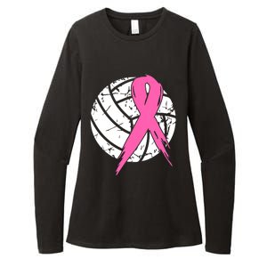 Breast Cancer Pink Ribbon Volleyball Awareness Costume Womens CVC Long Sleeve Shirt