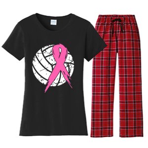 Breast Cancer Pink Ribbon Volleyball Awareness Costume Women's Flannel Pajama Set