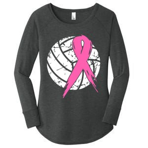 Breast Cancer Pink Ribbon Volleyball Awareness Costume Women's Perfect Tri Tunic Long Sleeve Shirt