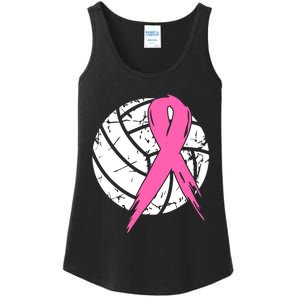 Breast Cancer Pink Ribbon Volleyball Awareness Costume Ladies Essential Tank