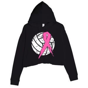 Breast Cancer Pink Ribbon Volleyball Awareness Costume Crop Fleece Hoodie