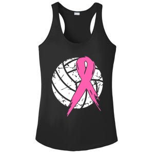 Breast Cancer Pink Ribbon Volleyball Awareness Costume Ladies PosiCharge Competitor Racerback Tank