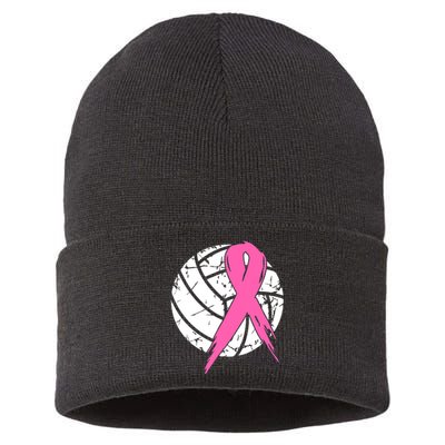 Breast Cancer Pink Ribbon Volleyball Awareness Costume Sustainable Knit Beanie