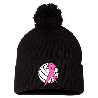 Breast Cancer Pink Ribbon Volleyball Awareness Costume Pom Pom 12in Knit Beanie