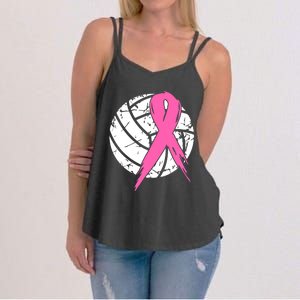 Breast Cancer Pink Ribbon Volleyball Awareness Costume Women's Strappy Tank