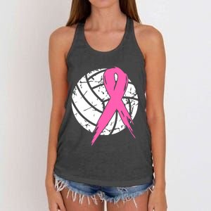 Breast Cancer Pink Ribbon Volleyball Awareness Costume Women's Knotted Racerback Tank