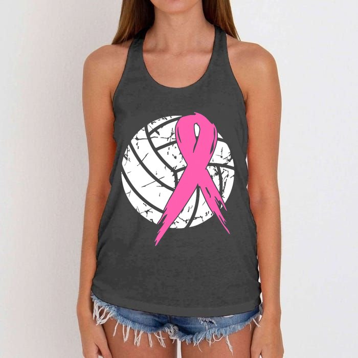 Breast Cancer Pink Ribbon Volleyball Awareness Costume Women's Knotted Racerback Tank