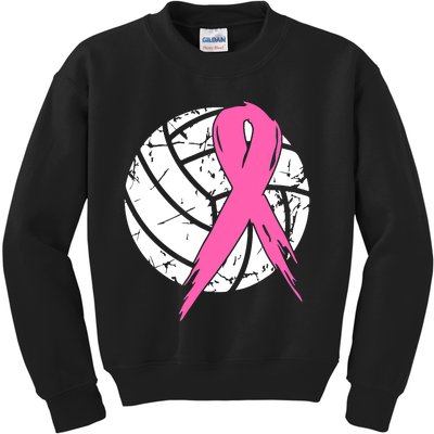 Breast Cancer Pink Ribbon Volleyball Awareness Costume Kids Sweatshirt