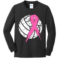 Breast Cancer Pink Ribbon Volleyball Awareness Costume Kids Long Sleeve Shirt