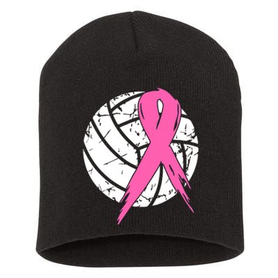 Breast Cancer Pink Ribbon Volleyball Awareness Costume Short Acrylic Beanie