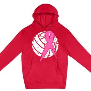 Breast Cancer Pink Ribbon Volleyball Awareness Costume Premium Pullover Hoodie