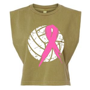 Breast Cancer Pink Ribbon Volleyball Awareness Costume Garment-Dyed Women's Muscle Tee