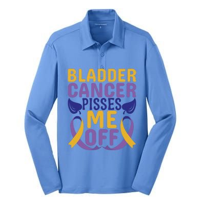 Bladder Cancer Pisses Me Off Breast Cancer Awareness Silk Touch Performance Long Sleeve Polo