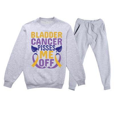 Bladder Cancer Pisses Me Off Breast Cancer Awareness Premium Crewneck Sweatsuit Set