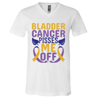 Bladder Cancer Pisses Me Off Breast Cancer Awareness V-Neck T-Shirt