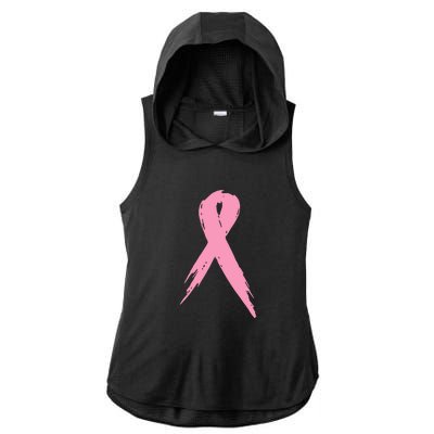 Breast Cancer Pink Ribbon Breast Cancer Awareness Ladies PosiCharge Tri-Blend Wicking Draft Hoodie Tank