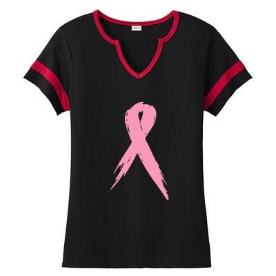 Breast Cancer Pink Ribbon Breast Cancer Awareness Ladies Halftime Notch Neck Tee