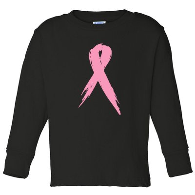 Breast Cancer Pink Ribbon Breast Cancer Awareness Toddler Long Sleeve Shirt