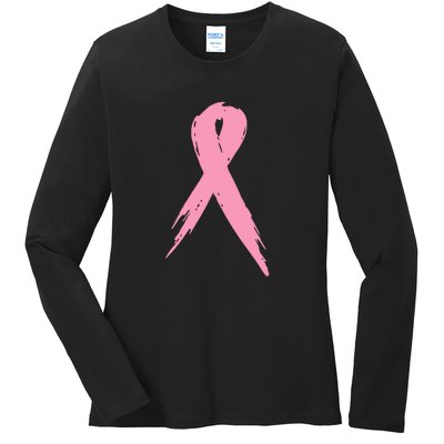 Breast Cancer Pink Ribbon Breast Cancer Awareness Ladies Long Sleeve Shirt