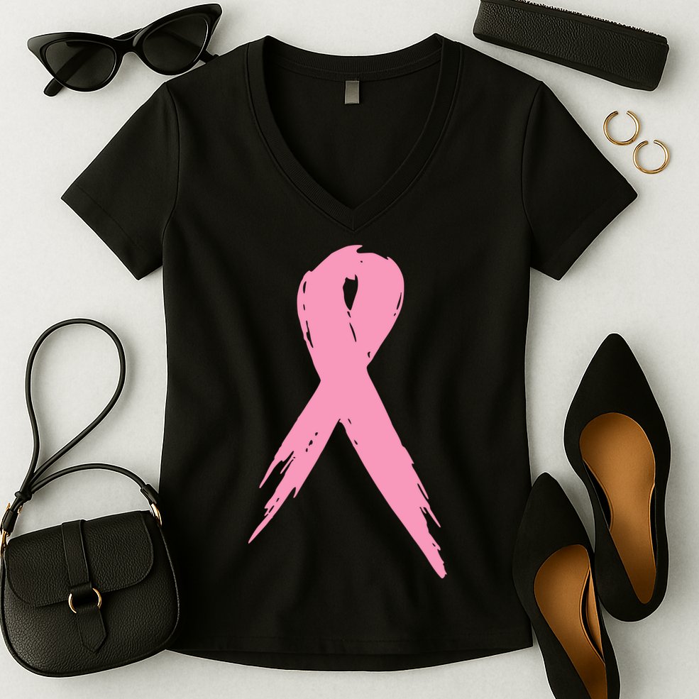 Breast Cancer Pink Ribbon Breast Cancer Awareness Women's V-Neck T-Shirt