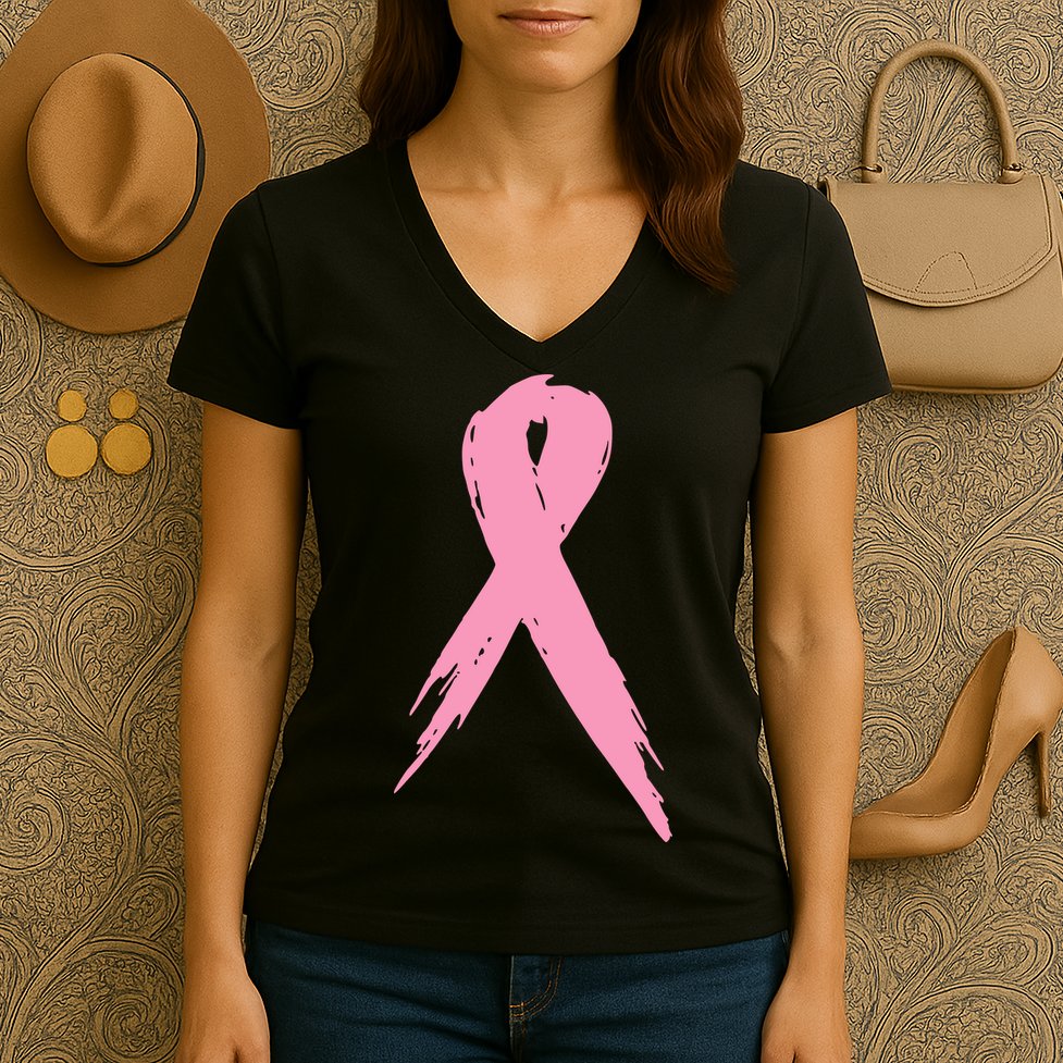 Breast Cancer Pink Ribbon Breast Cancer Awareness Women's V-Neck T-Shirt
