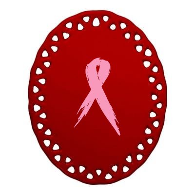 Breast Cancer Pink Ribbon Breast Cancer Awareness Ceramic Oval Ornament