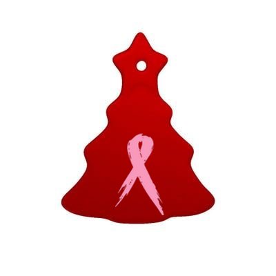 Breast Cancer Pink Ribbon Breast Cancer Awareness Ceramic Tree Ornament