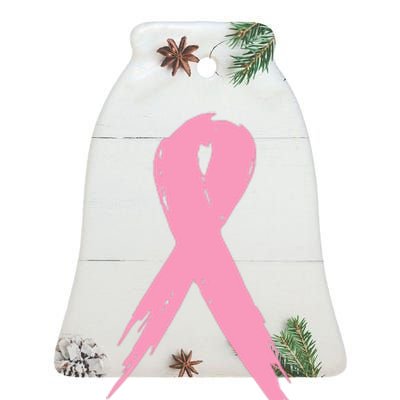 Breast Cancer Pink Ribbon Breast Cancer Awareness Ceramic Bell Ornament