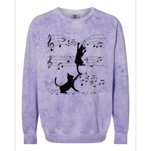 Black Cats Playing With Music Note Cat Lover Design Colorblast Crewneck Sweatshirt