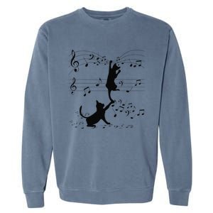 Black Cats Playing With Music Note Cat Lover Design Garment-Dyed Sweatshirt