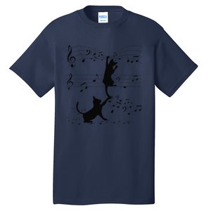 Black Cats Playing With Music Note Cat Lover Design Tall T-Shirt