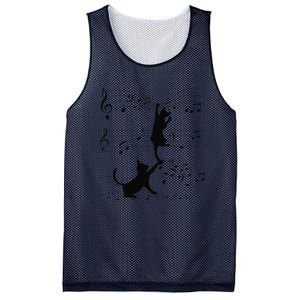 Black Cats Playing With Music Note Cat Lover Design Mesh Reversible Basketball Jersey Tank