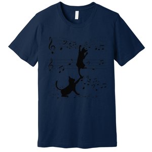 Black Cats Playing With Music Note Cat Lover Design Premium T-Shirt