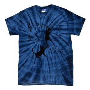 Black Cats Playing With Music Note Cat Lover Design Tie-Dye T-Shirt