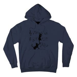 Black Cats Playing With Music Note Cat Lover Design Tall Hoodie