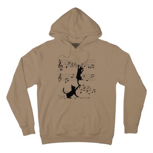 Black Cats Playing With Music Note Cat Lover Design Hoodie