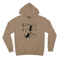 Black Cats Playing With Music Note Cat Lover Design Hoodie