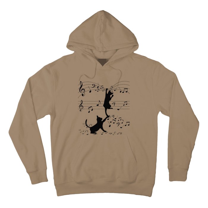 Black Cats Playing With Music Note Cat Lover Design Hoodie