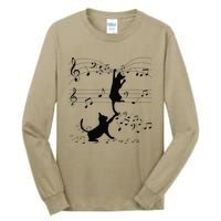 Black Cats Playing With Music Note Cat Lover Design Tall Long Sleeve T-Shirt