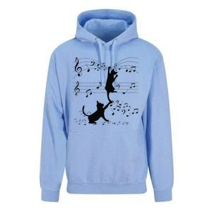 Black Cats Playing With Music Note Cat Lover Design Unisex Surf Hoodie