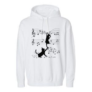 Black Cats Playing With Music Note Cat Lover Design Garment-Dyed Fleece Hoodie