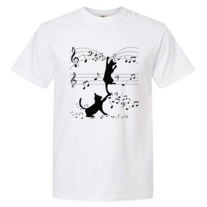 Black Cats Playing With Music Note Cat Lover Design Garment-Dyed Heavyweight T-Shirt