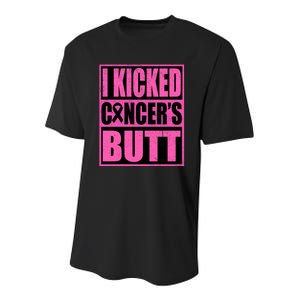 Breast Cancer Quote I Kicked Cancer Butt Inspiration Youth Performance Sprint T-Shirt