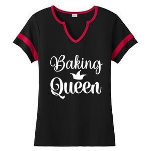 Baking Cooking Queen Mom Gift Ladies Halftime Notch Neck Tee