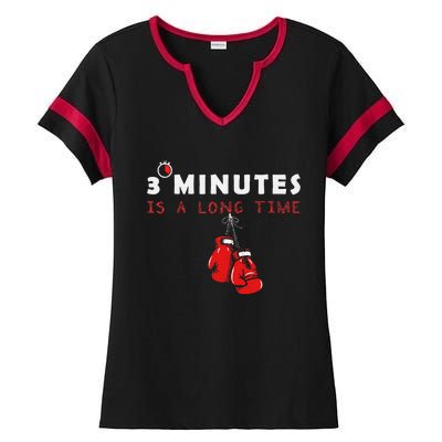 Boxing Coach Quote 3 Minutes Is A Long Time In Ring Boxer Ladies Halftime Notch Neck Tee