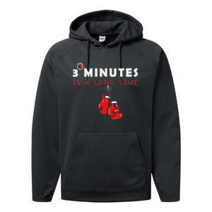 Boxing Coach Quote 3 Minutes Is A Long Time In Ring Boxer Performance Fleece Hoodie