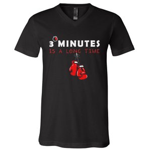 Boxing Coach Quote 3 Minutes Is A Long Time In Ring Boxer V-Neck T-Shirt