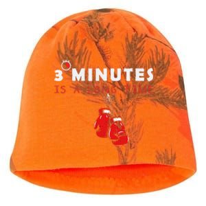 Boxing Coach Quote 3 Minutes Is A Long Time In Ring Boxer Kati - Camo Knit Beanie